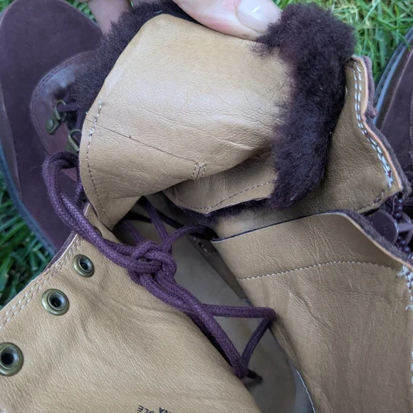 Lucky Brand Ilianna Raisin Leather Womens Ankle Boots Size 9.5 100% Wool - Picture 5 of 8